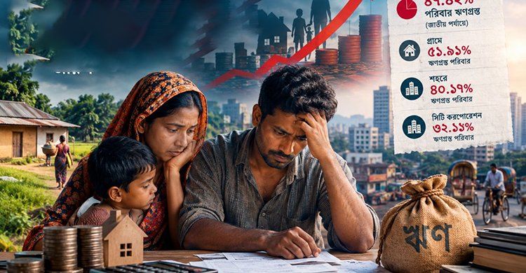বাংলাদেশের প্রায় অর্ধেক পরিবার ঋণগ্রস্ত, আয়ের চেয়ে ব্যয় বেশি